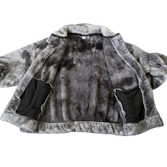 Old Navy Gray Tie Dye Fleece Full-Zip Jacket Womens Size XS - Picture 3 of 7